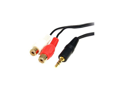 StarTech 6ft Stereo Audio Cable 3.5mm Male to 2x RCA Female for high-quality audio connections
