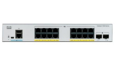 Cisco Catalyst 1000 16-Ports Ge Full Poe 2x 1g SFP switch mounted in a server rack