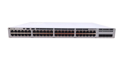Cisco C9200L 48-P 12Xmgig 36X1G 4X10G Poe+ Network Essentials switch mounted in a server rack Cisco C9200L 48-P 12Xmgig 36X1G 4X10G Poe+ Network Essentials switch mounted in a server rack