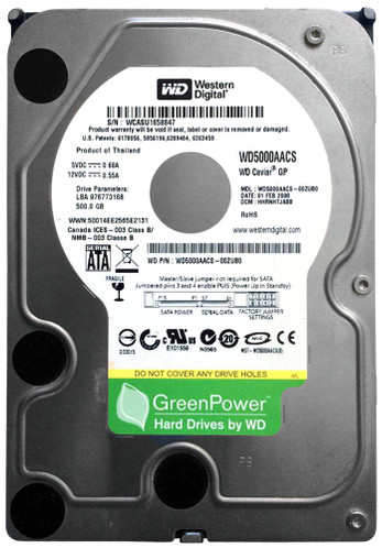 Western Digital Caviar Green 500GB SATA Hard Drive for Internal Use in Servers