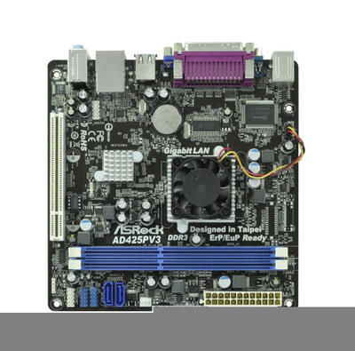 ASRock AD425PV3 Mini-ITX Motherboard for Intel Atom D425 Processors - DDR3 Support - 2x SATA2 - NM10 Express Chipset