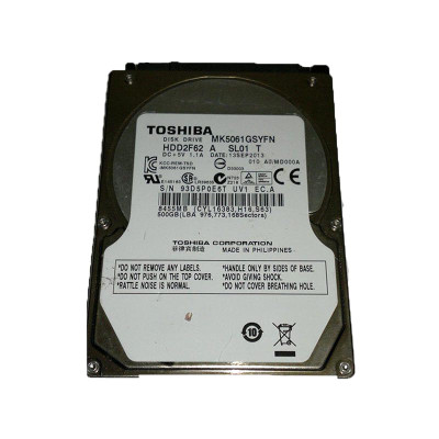 Toshiba 500GB 7200RPM SATA 3Gb/s Hard Drive for Laptops MK5061GSYFN