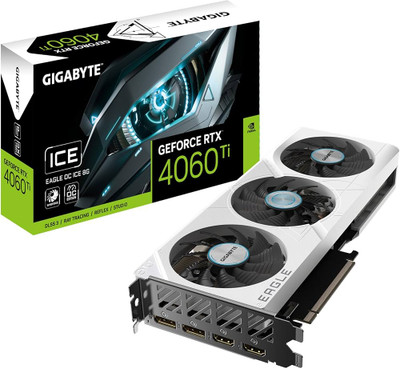 Gigabyte GeForce RTX 4060Ti EAGLE OC ICE 8GB GDDR6 Graphics Card, 2xHDMI 2xDP - Compatible with gaming PCs