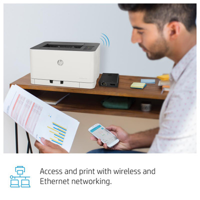 HP Color Laser 150nw Printer 600x600dpi A4 - Wireless Laser Printer - Ideal for Home or Small Office - Compact Design