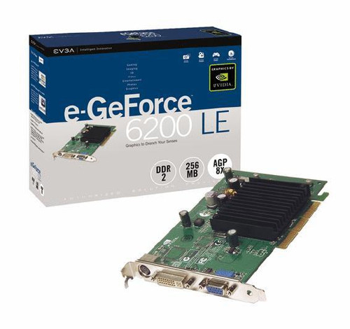 EVGA e-GeForce 6200 LE 256MB GDDR2 AGP Graphics Card for DVI/VGA - SKU: 256-A8-N295-BX