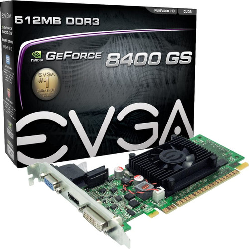EVGA GeForce 8400 GS 512MB DDR3 Low Profile Video Card for PCI Express 2 x16 slots