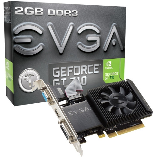 02G-P3-2713-KR - EVGA GeForce GT 710 Graphic Card 954 MHz Core 2GB DDR3 SDRAM PCI Express 2 x16 Low-profile Single Slot