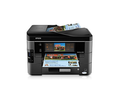 C11CA97201-N - Epson WorkForce 840 Inkjet Multifunction Printer Color Plain Paper Print Desktop Printer Copier Scanner Fax 15 ppm Mono/9.3 ppm Color Printer