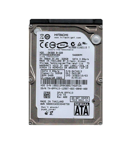 0A74813 - Hitachi Travelstar 5K500.B 320GB 5400RPM SATA 3Gb/s 8MB Cache 2.5-inch Hard Drive