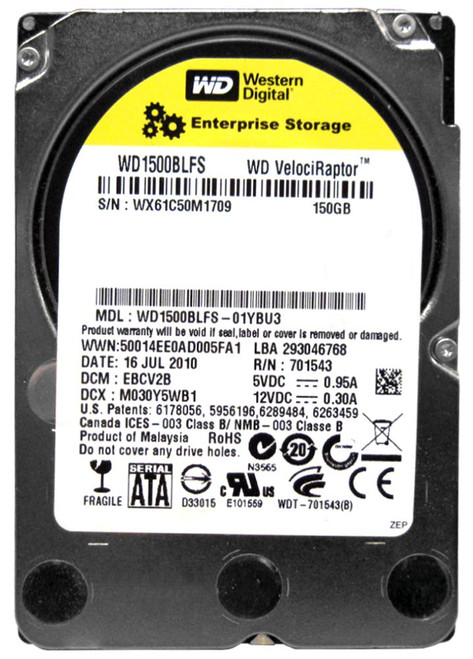 Western Digital VelociRaptor 150GB SATA 3Gbps 2.5 Internal Hard Drive for ProLiant DL360p Gen8 Servers