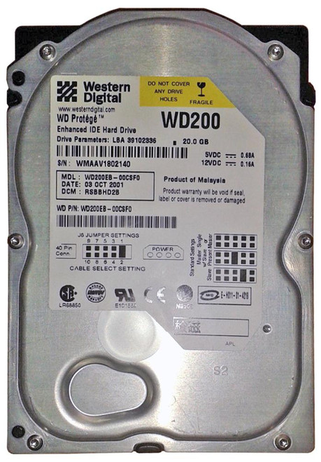Western Digital Protege 20GB 5400RPM ATA-100 2MB Cache 3.5 Internal Hard Drive for Servers