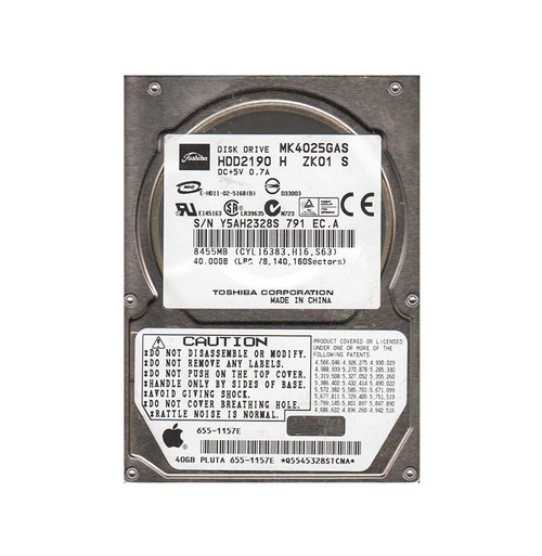 Toshiba 40GB 4200RPM IDE Ultra ATA/100 ATA-6 2.5 HDD for laptops