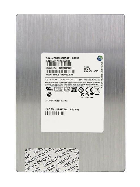 Samsung 200GB SLC SATA 3Gbps 3.5 SSD MZ3S9200XACP-000C3 with Tray for CX Series servers
