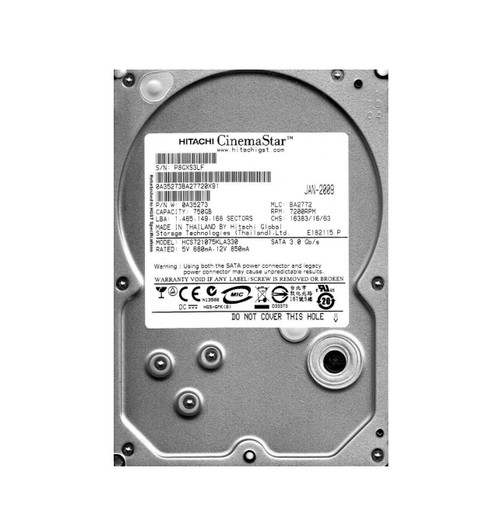 Hitachi CinemaStar 7K1000 750GB SATA Hard Drive for Servers - HCS721075KLA330