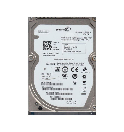 Seagate 250GB 7200RPM SATA 3Gb/s 2.5 Hard Drive for 9PSG42-031 Servers