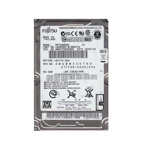 Fujitsu MHT2080BH 80GB SATA Hard Drive for Laptops - 5400RPM 2.5-Inch - Compatible with MHT Series