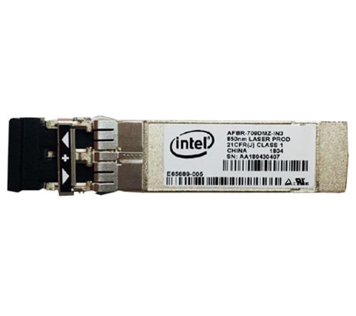 Intel AFBR-709DMZ-IN3 10GBase-SR/SW Multi-mode Fiber SFP+ Transceiver Module for 10Gbps, 300m, 850nm, LC Connector.