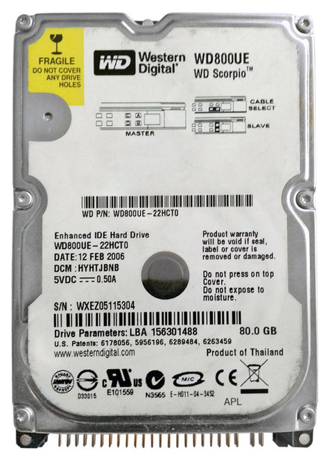 Western Digital Scorpio 80GB 5400RPM ATA-100 2MB Cache 2.5 Internal Hard Drive for laptops
