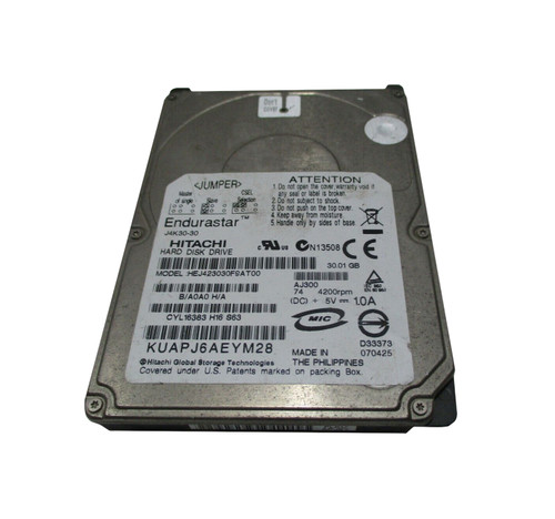 Hitachi Endurastar J4K20 30GB 4200RPM IDE Ultra ATA/100 ATA-6 2.5 HDD - HEJ423030F9AT00