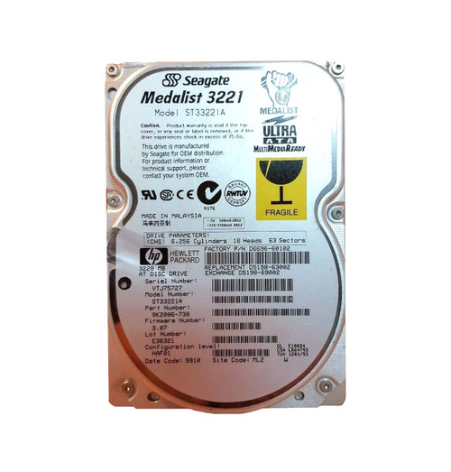 HP 3.2GB Ultra Low Profile IDE Hard Drive D6696-60102 for Servers
