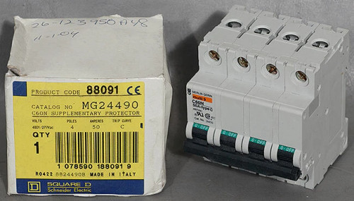 NEW Schneider Electric MG24490 C60N 4P 50 A Circuit Breaker, ASM PN:26-123950A48