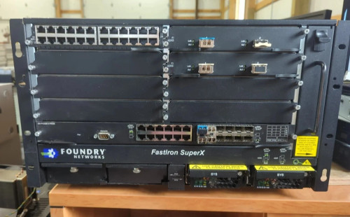 Brocade/Foundry FastIron SuperX FI-SX1-AC Chassis Fan & Power Supply & 4 Cards