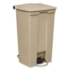Rubbermaid StepOn Receptacle with Wheels Rectangular Polyethylene 23 gal Beige