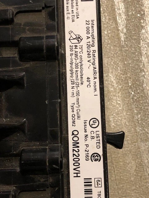 Square D QOM2200VH 2 Pole Circuit Breaker 200A