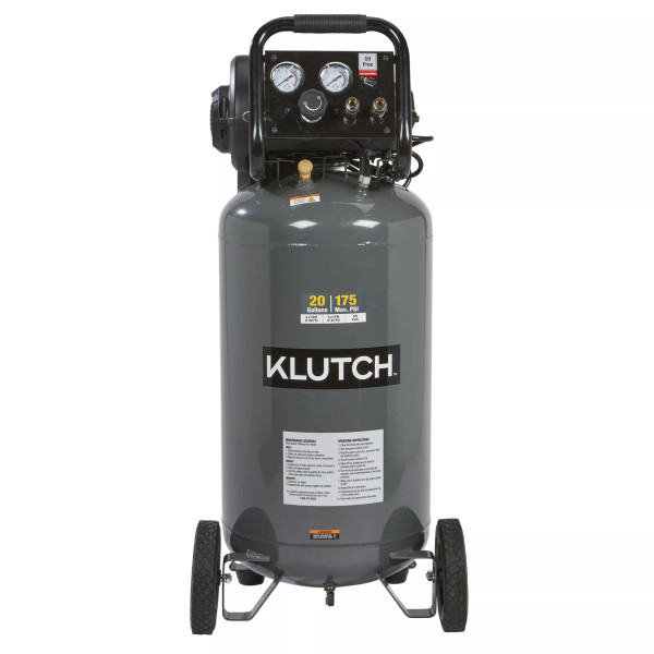 Klutch 20-Gallon Air Compressor, 2 HP, 120 Volts, 175 PSI