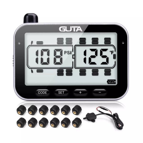 RV Tire Pressure Monitoring System, RV TPMS, 12-sensor, 7 Alert Modes, 14 Day...