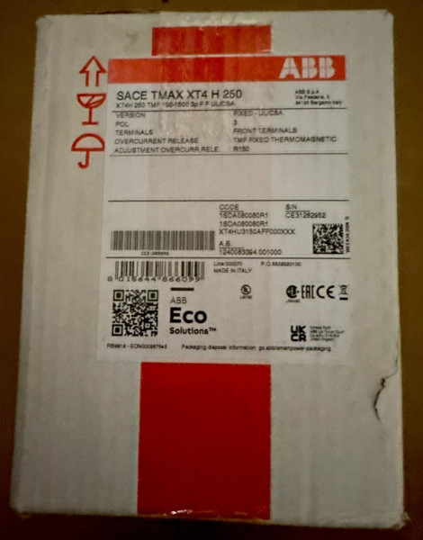 ABB SACE TMAX XT4 H 250 Circuit Breaker ABB SACE TMAX XT4 H 250 Circuit Breaker