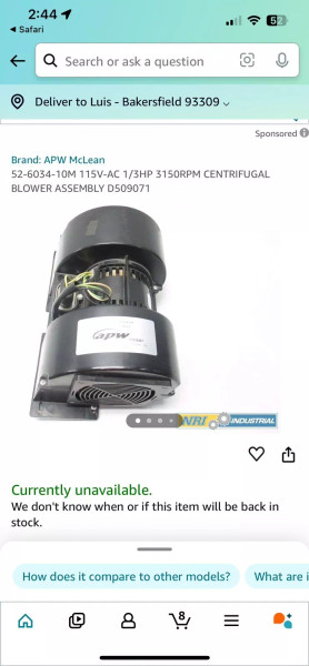 APW MCLean Blower Assembly