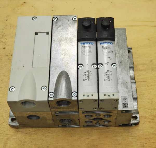 Qty 2 Festo VSVA-B-M52-AZD-A1-1T1L 24VDC Solenoid Valve w/ Manifold Base - NICE