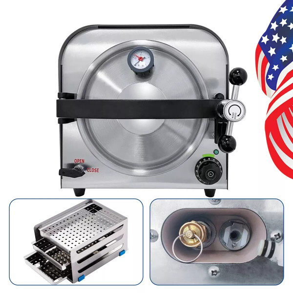 14L Dental Lab Autoclave Steam Sterilizer Medical Sterilization Equipment 900W