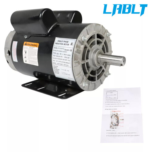 LABLT 5 HP Electric Motor Compressor 230 V 1 Phase 3450 RPM 56 HZ ODP 7/8''Shaft