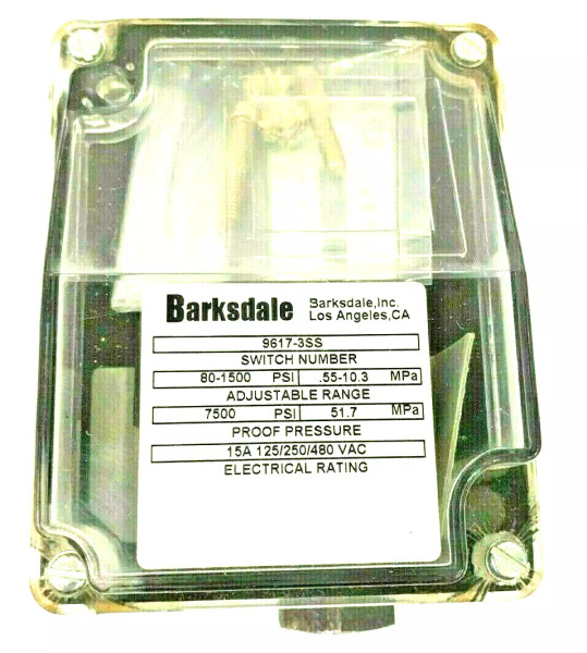 Barksdale 9617 Series 9617-3SS Pressure Switch 80-1500 psi Proof 7500 psi
