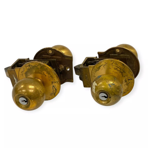 C1orbin Russwin Unit Lock Classroom Knob Lockset Bronze, No Keys, 2 Pcs