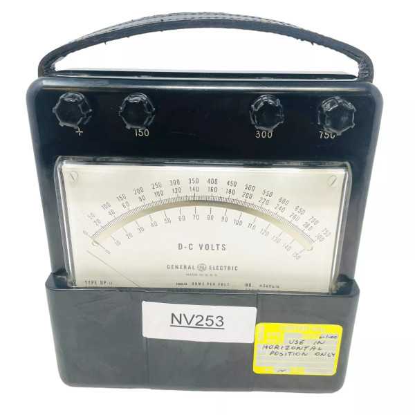 General Electric Type DP11 DC Voltmeter 1000 Ohms Per Volt 0-750 Dial Made USA