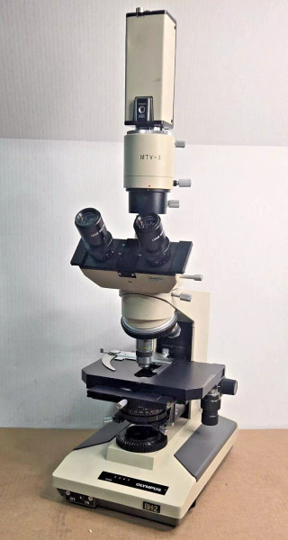 Olympus BH-2 Trinocular Microscope w/Sony XC-57 Camera Attachment Tested Working