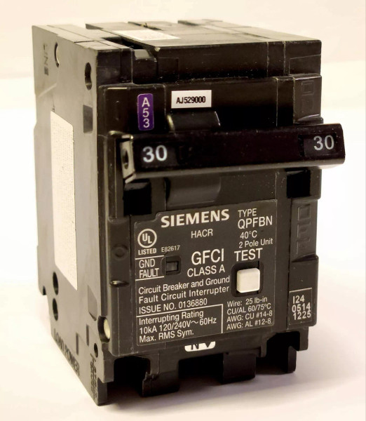 SIEMENS Q230GFN 2 Pole 30 AMP Type QPFBN GFCI Ground Fault Circuit Breaker PLUG