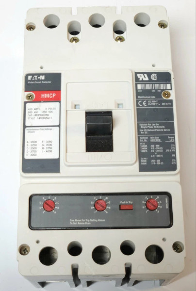 EATON CUTLER HAMMER HMCP400X5W 400 AMP Type HMCP Motor Circuit Protector 2000