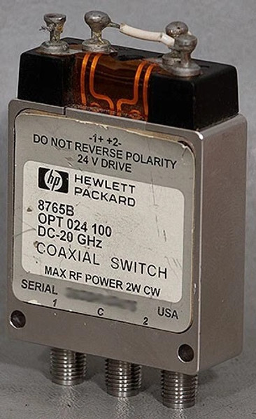HP/Keysight 8765B Coaxial Switch, DC-20 GHz, SPDT, 24 VDC, SMA F w/Opt. 024/100 HP/Keysight 8765B Coaxial Switch, DC-20 GHz, SPDT, 24 VDC, SMA F w/Opt. 024/100