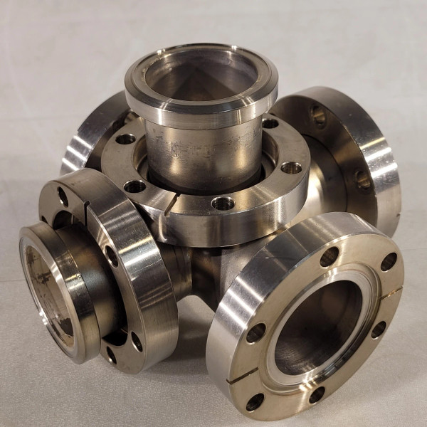 2.75" Conflat DN35CF 5-Way Cross Connector 3 Flanges Rotatable 2 Fixed SS