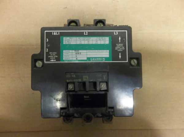 SQUARE D CONTACTOR 1502 SF02 SIZE 4 SZ4 SER A CLASS 3 110v COIL