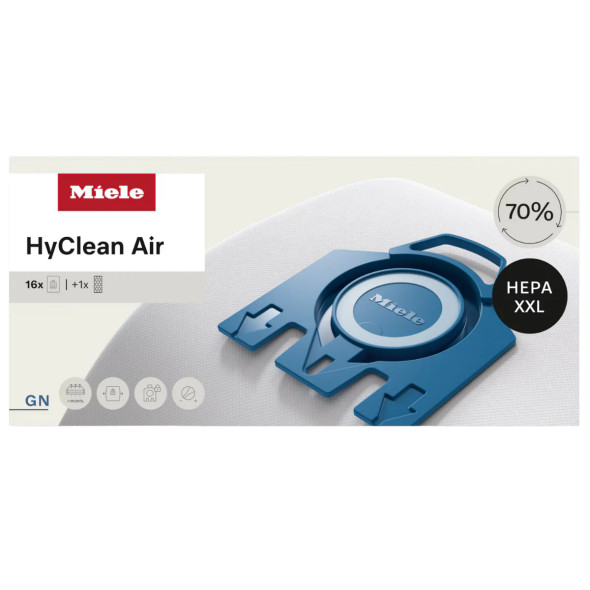 Miele 12911280 HyClean Performance Pack GN – 16 Bags with HA50 Filter