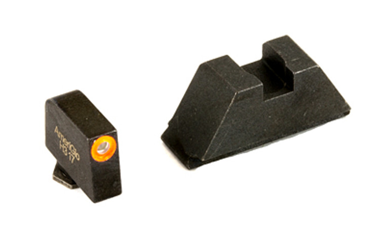 AMERIGLO TRITIUM SUPPRESSOR HEIGHT SIGHTS, BLK REAR & ORG FRONT