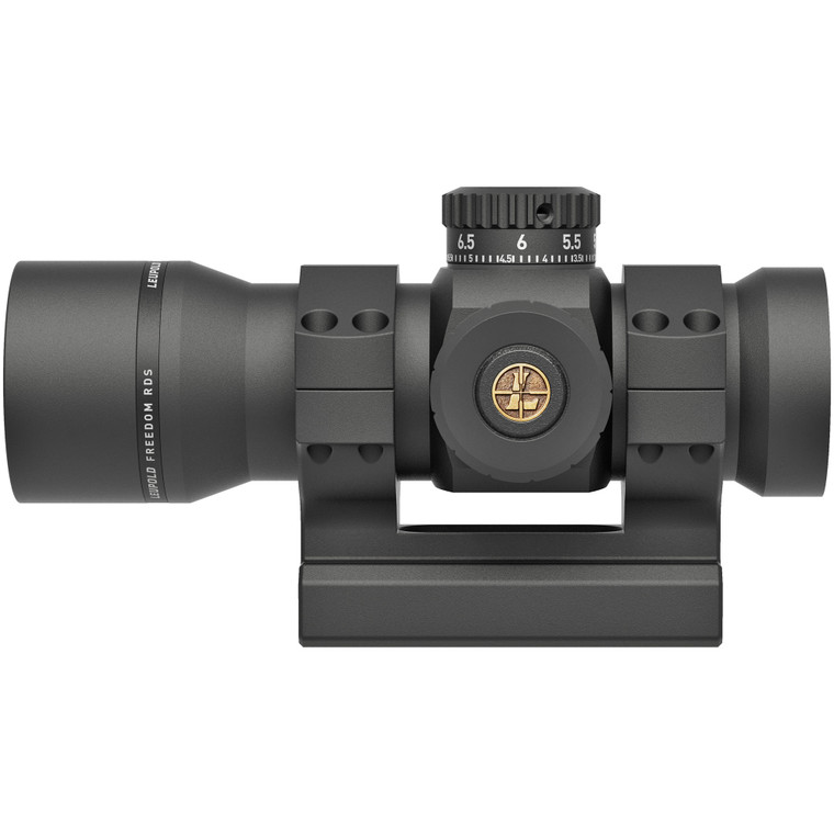 Leupold, Freedom RDS, 1MOA Red Dot, 27mm Objective, 34mm Tube, 223 Calibrated BDC Turret, Matte Black Finish, AR-Height Mount Included