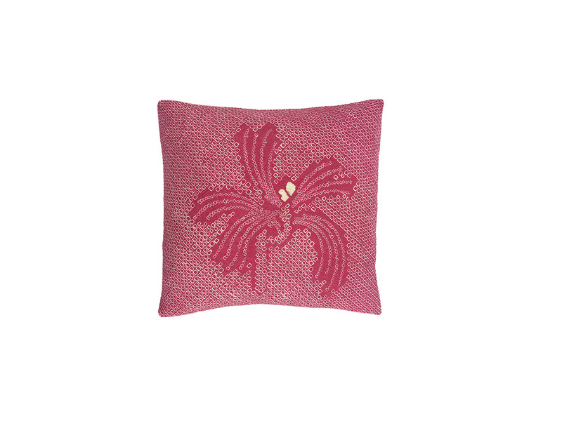 Rose Floral Shibori Dot Square Pillow