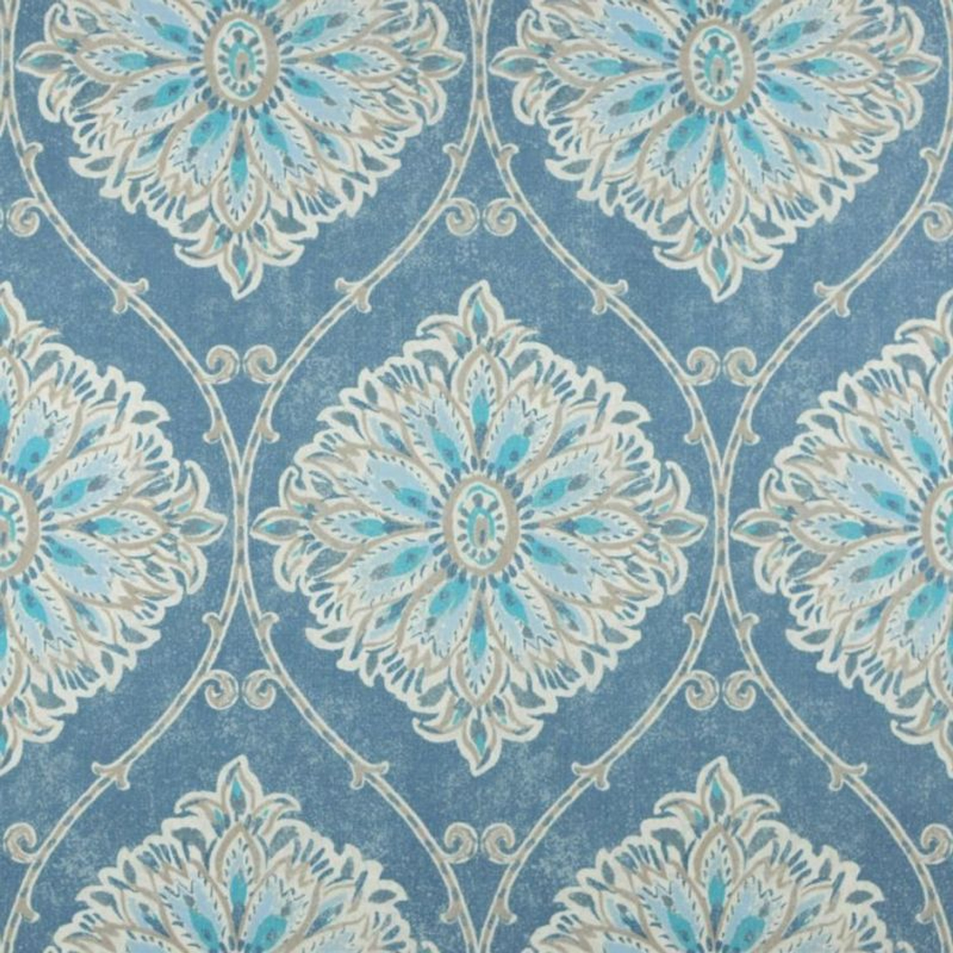 Magnolia Home Fashions LEVERETT DENIM Floral Print Upholstery And ...