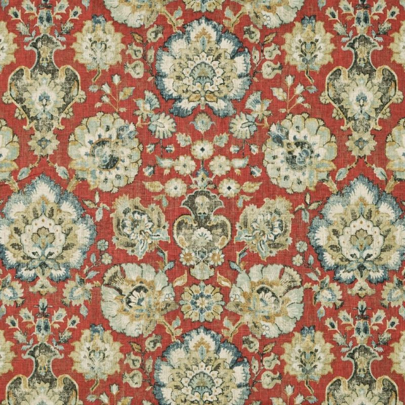 Covington NOTTINGHAM 303 CARNELIAN Floral Linen Blend Upholstery And